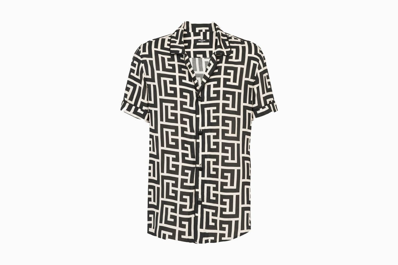 best casual shirts men balmain monogram print shirt - Luxe Digital