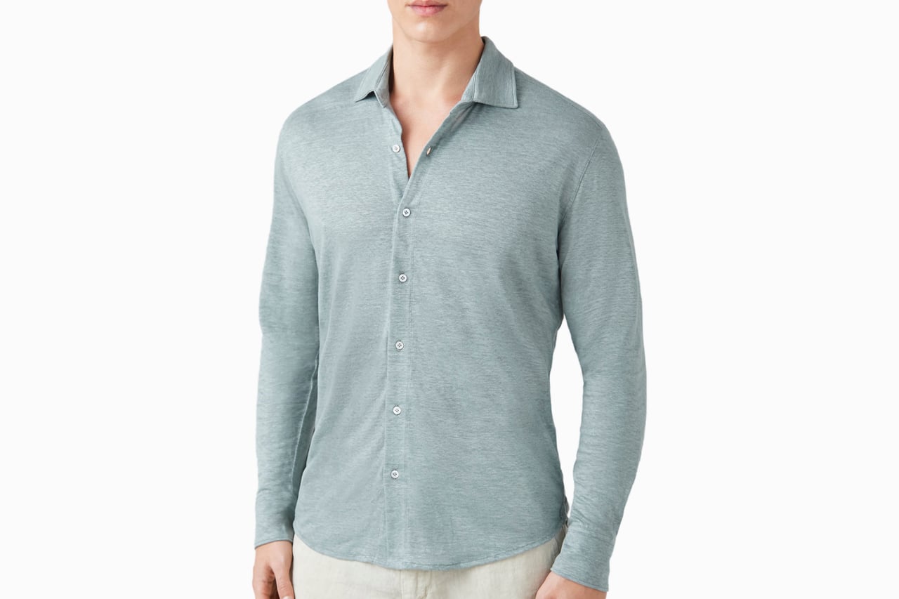 best casual shirts men luca faloni linen jersey shirt - Luxe Digital
