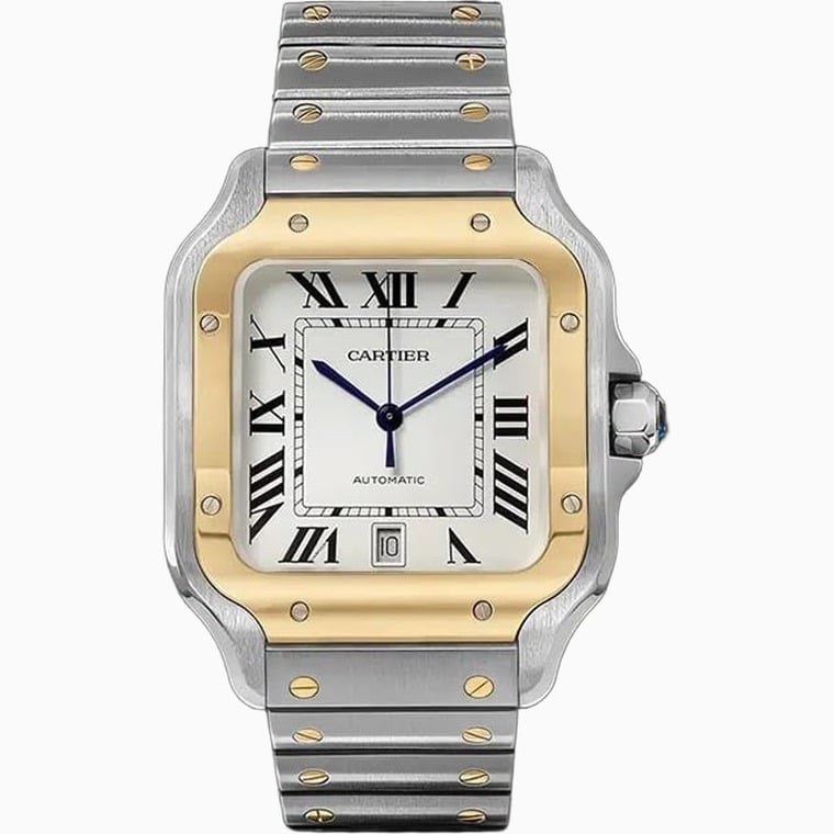 best gift for men cartier santos two-tone watch - Luxe Digital