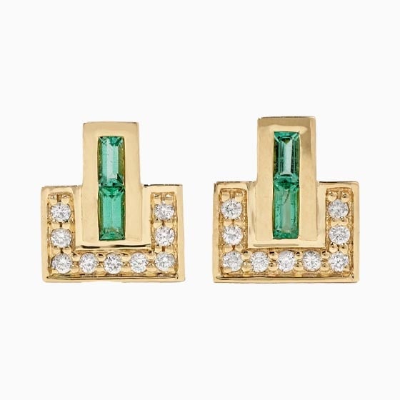 best jewelry brands signature emerald and diamond earrings - Luxe Digital