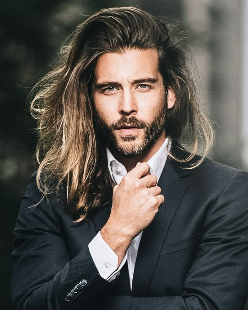 best long hairstyles men side part - Luxe Digital