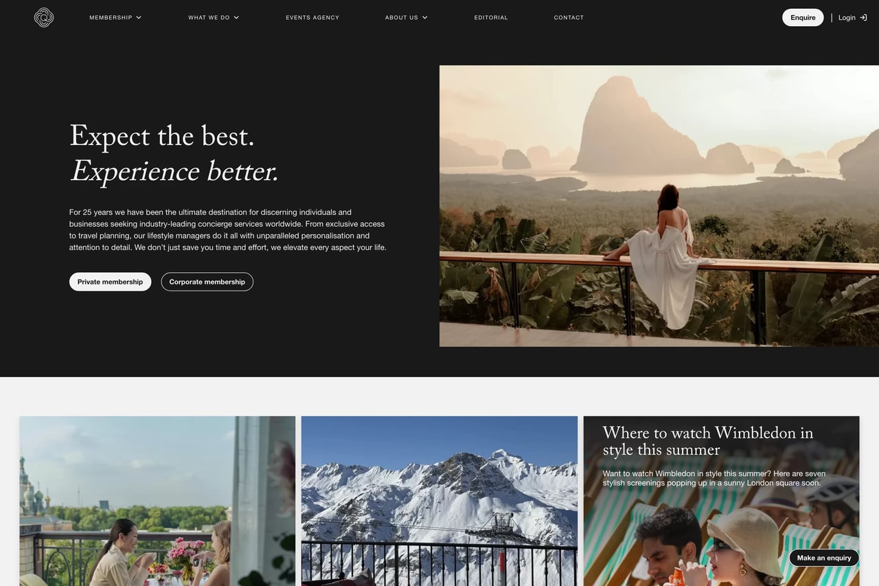 Quintessentially homepage