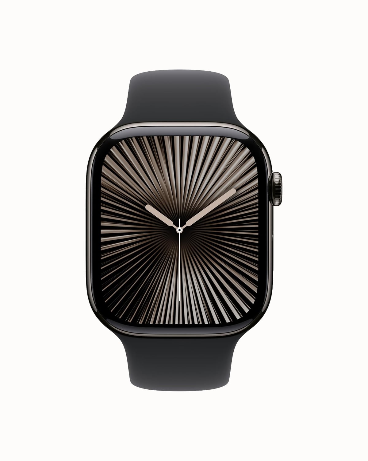 Apple Watch Series 10 in slate titanium with black band - Luxe Digital