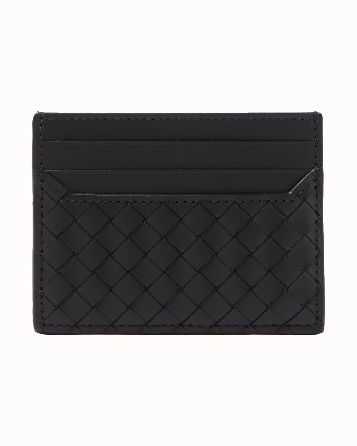 Bottega Veneta Intrecciato leather card holder in black - Luxe Digital