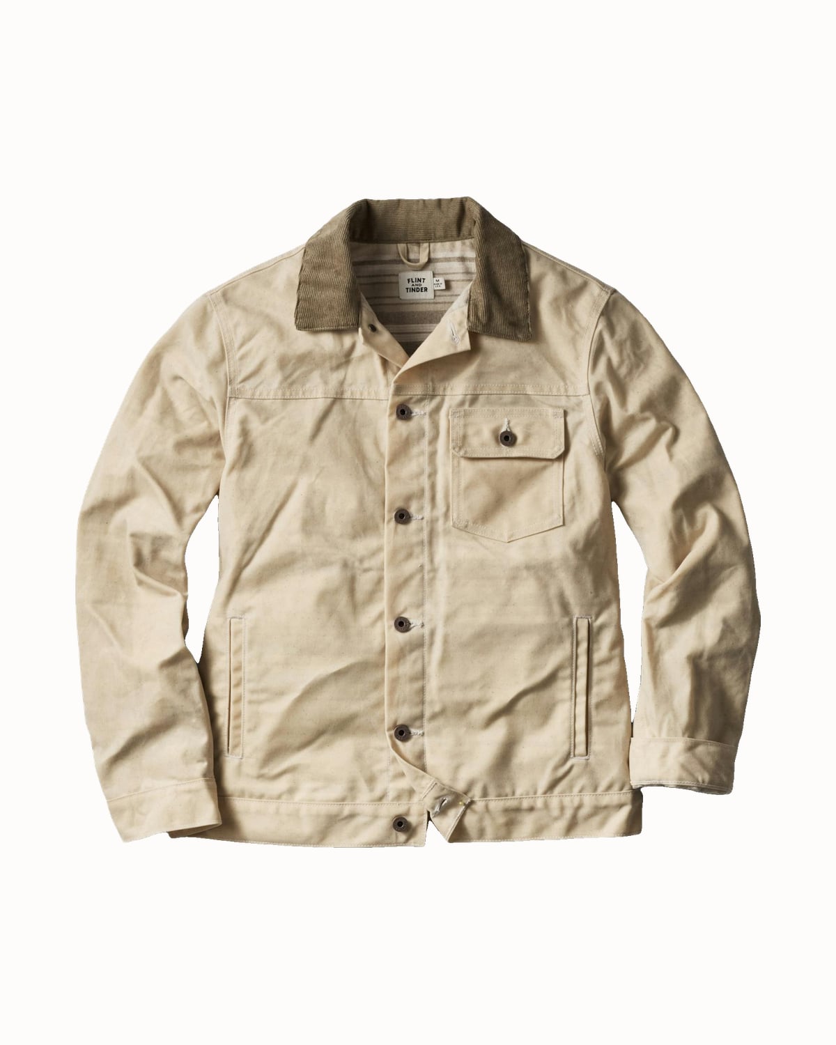 Flint and Tinder flannel-lined waxed trucker jacket in natural - Luxe Digital