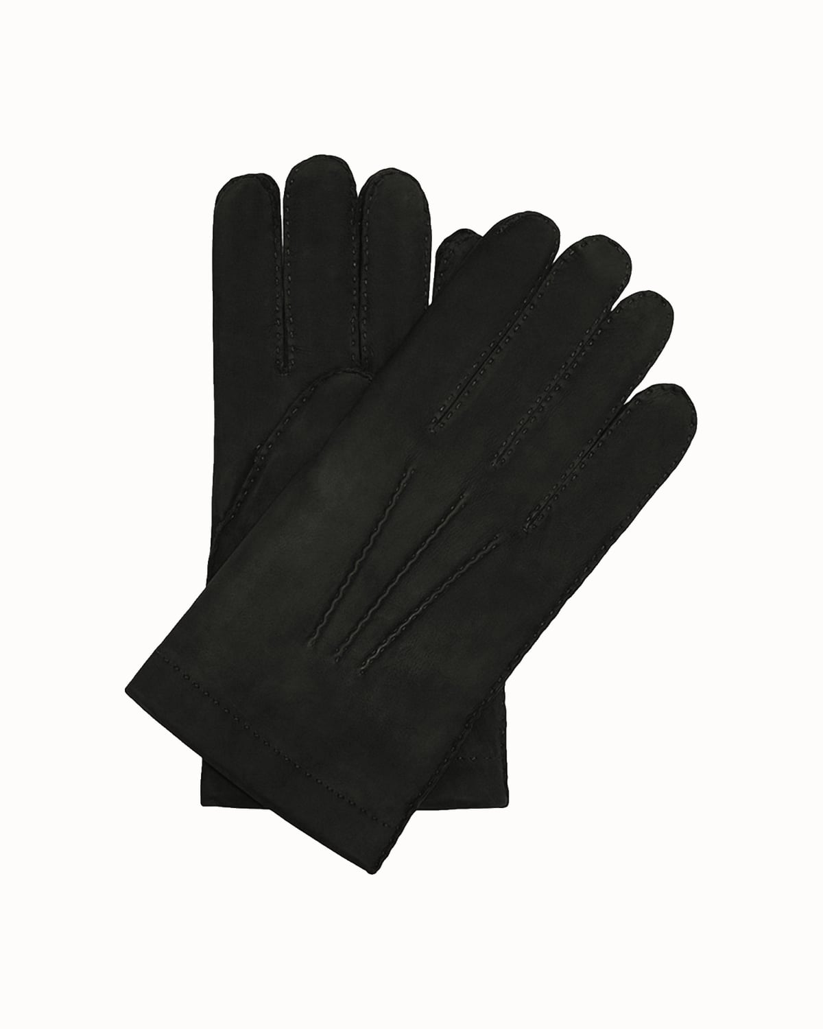 Luca Faloni cashmere-lined nubuck leather gloves in black - Luxe Digital
