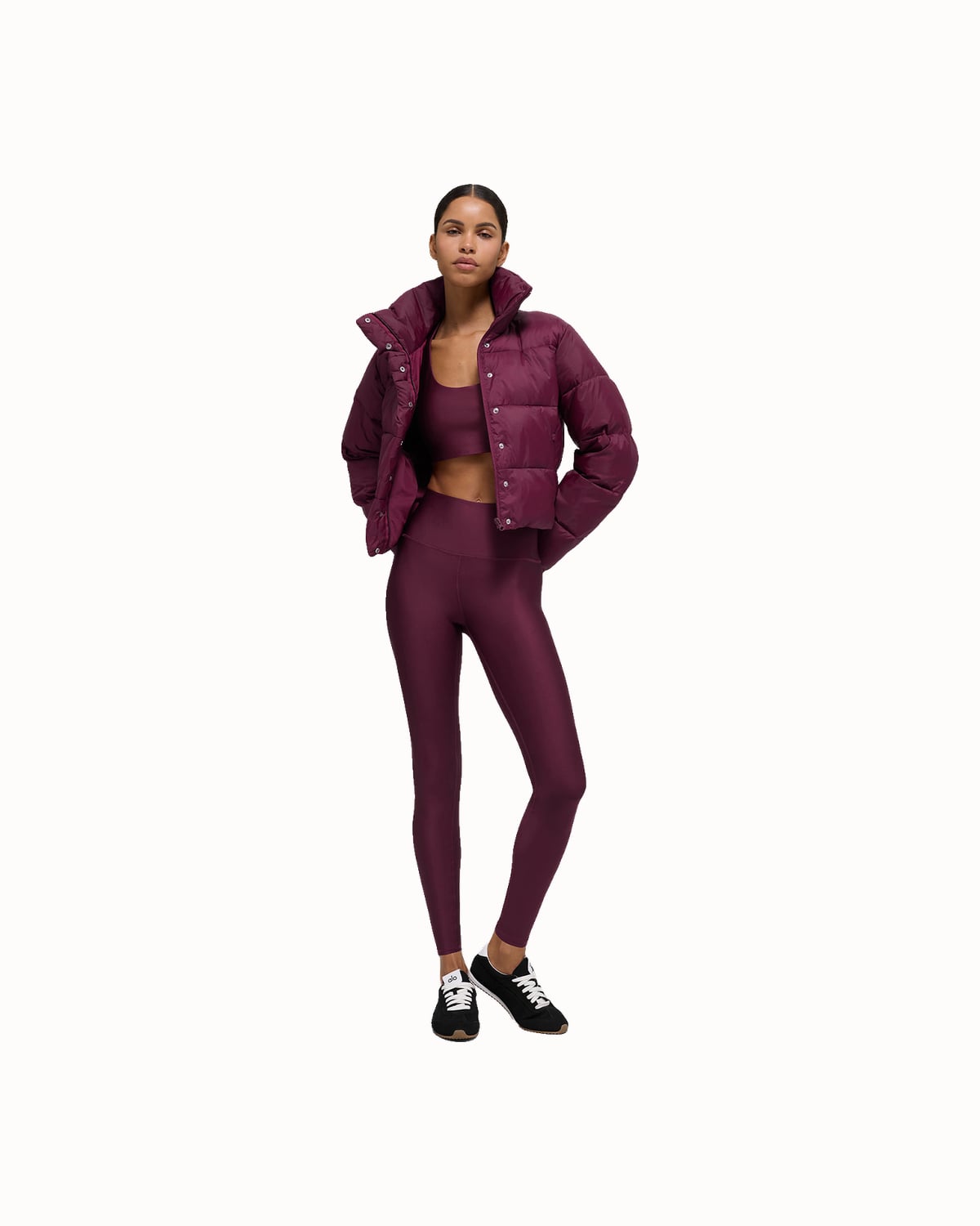 Alo Yoga Gold Rush puffer jacket in burgundy - Luxe Digital