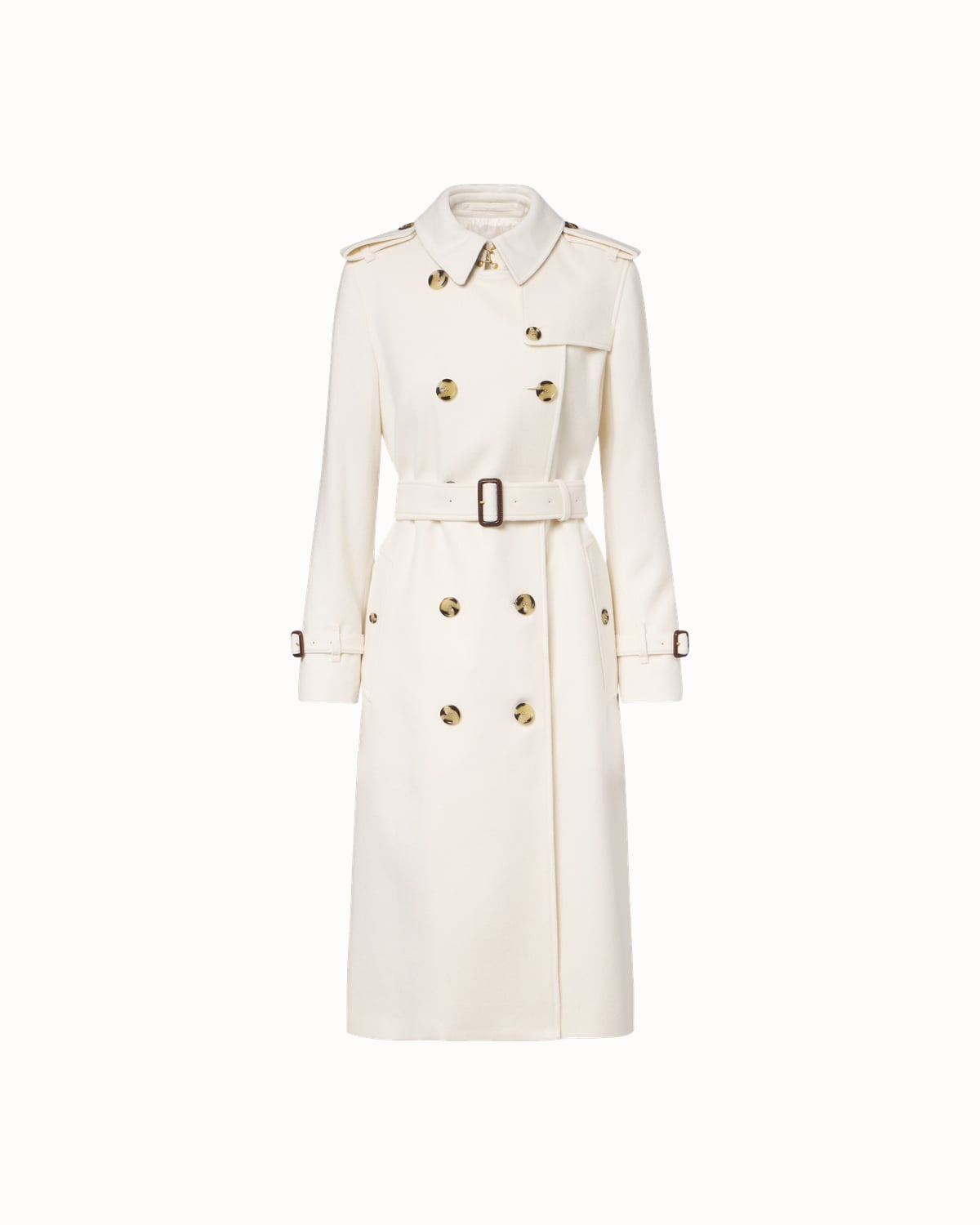 Burberry double-breasted cashmere trench coat in white - Luxe Digital