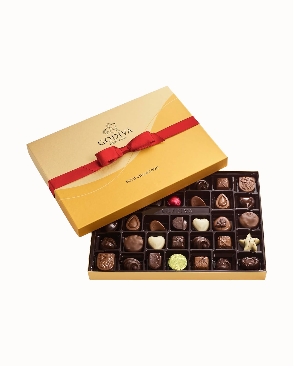 Godiva assorted chocolate gift box with a red ribbon - Luxe Digital