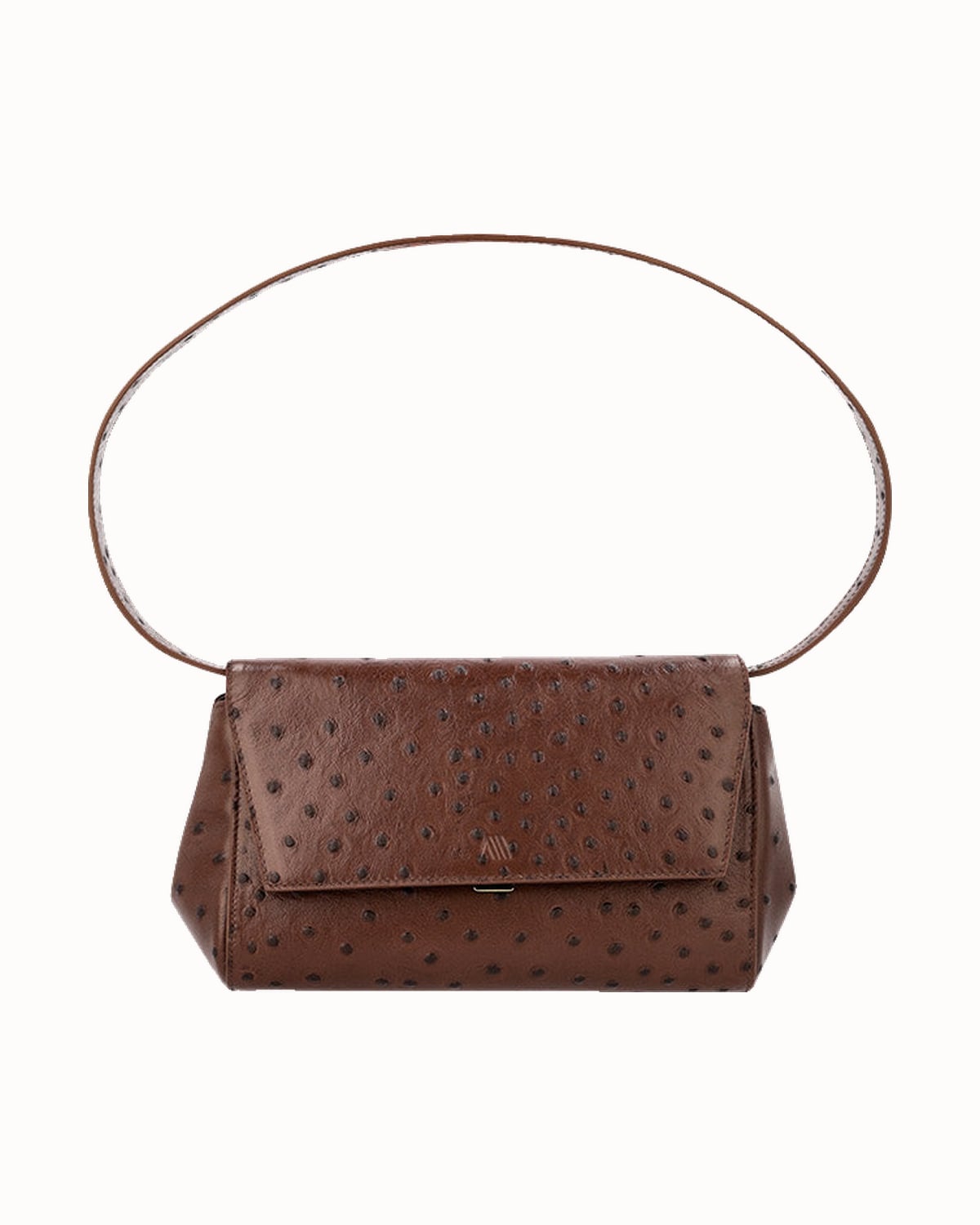 KAAI Ikon clutch in chocolate ostrich-effect leather - Luxe Digital