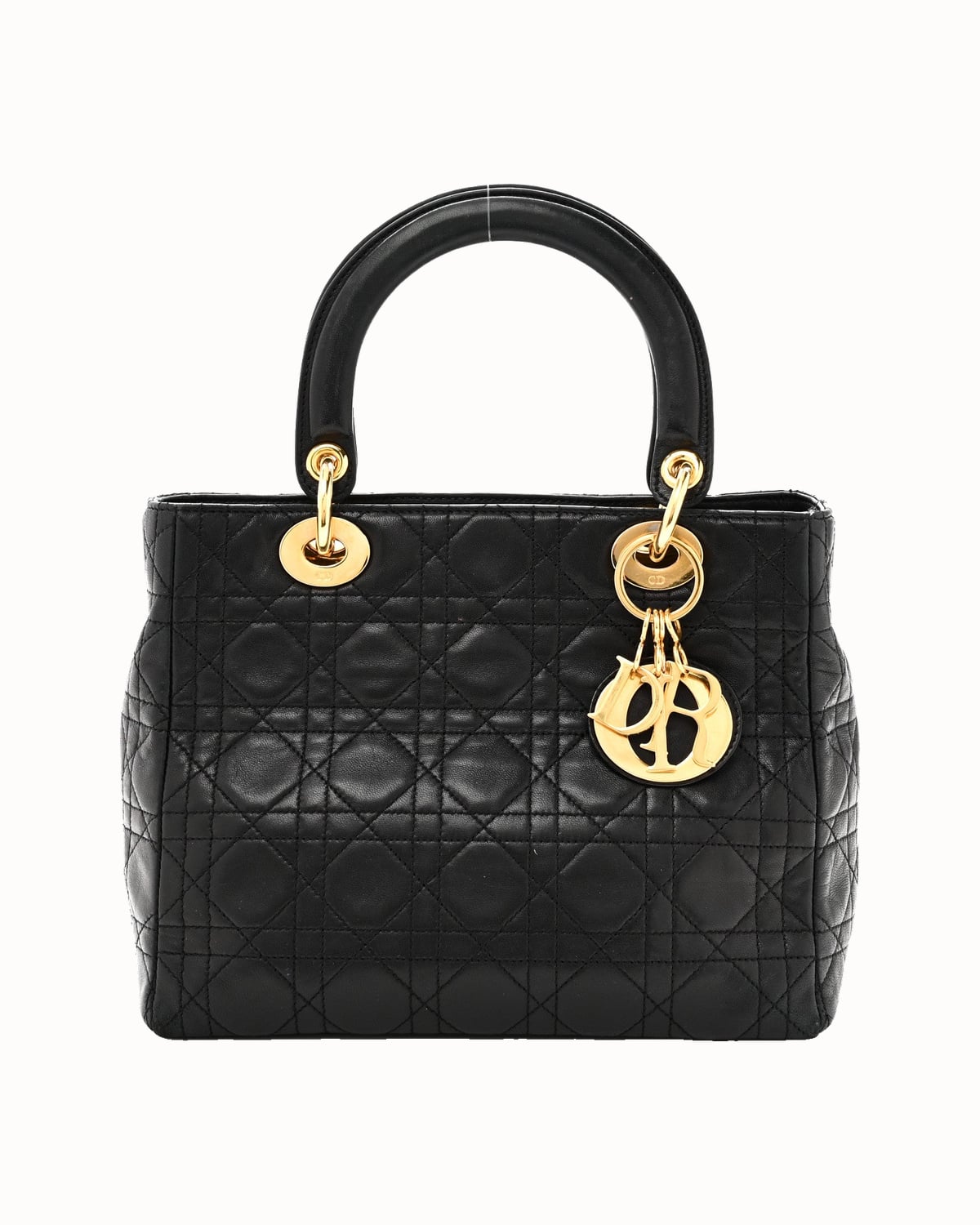 Lady Dior medium bag in black cannage lambskin - Luxe Digital
