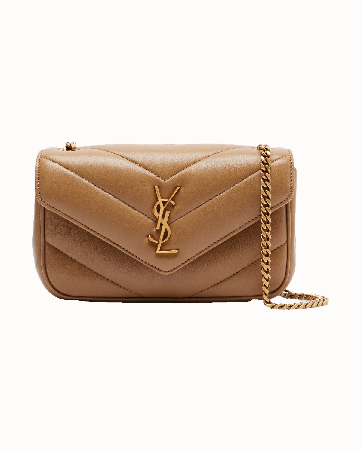Saint Laurent Loulou quilted leather bag in tan - Luxe Digital