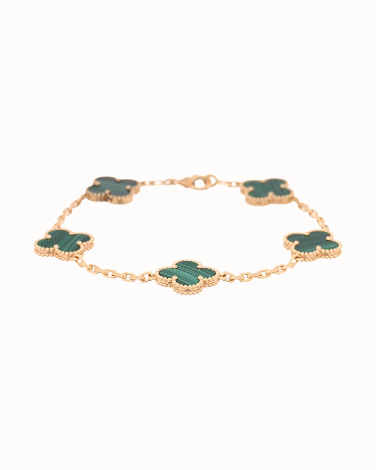 Van Cleef & Arpels Vintage Alhambra bracelet in malachite and yellow gold - Luxe Digital