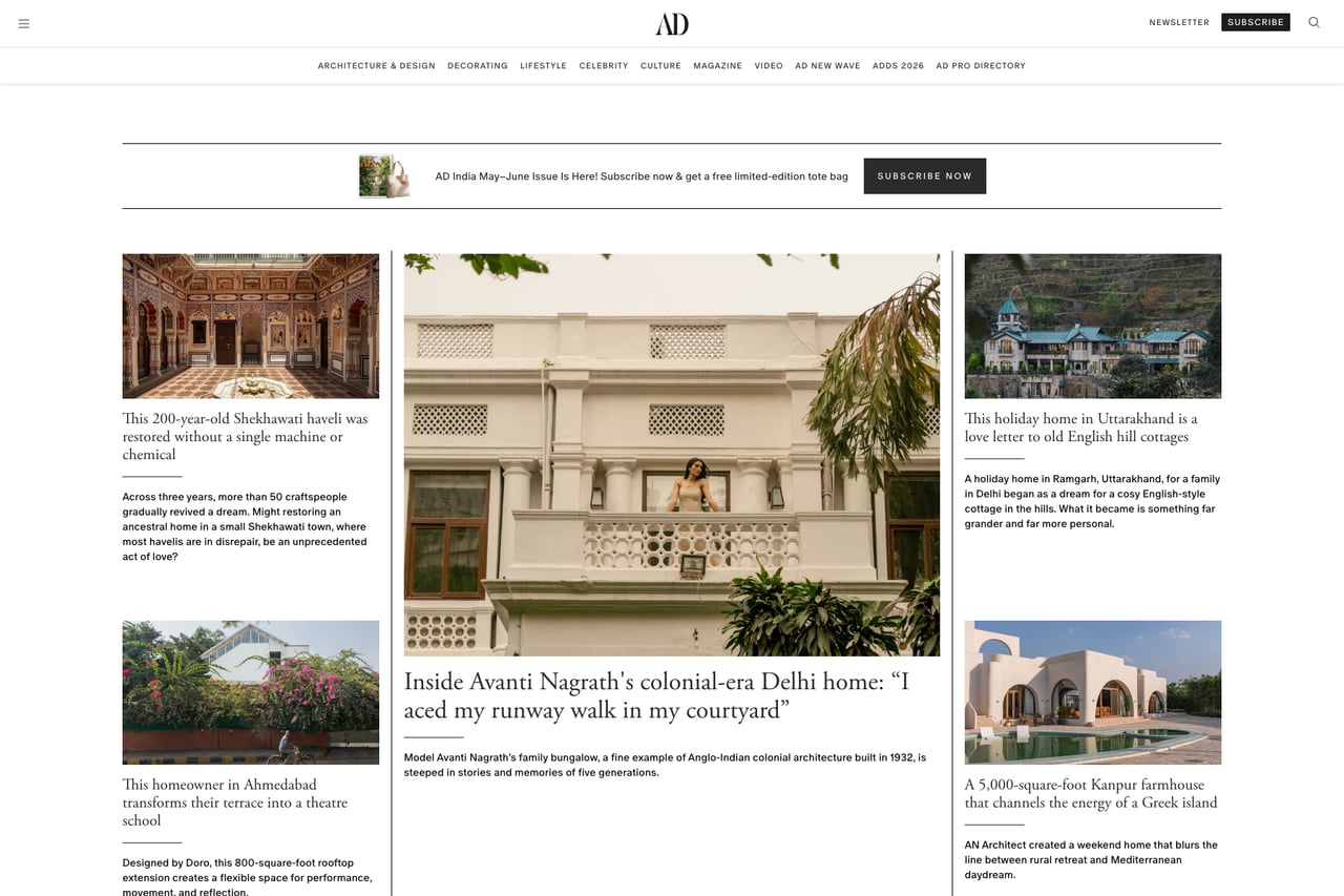 Architectural Digest India homepage