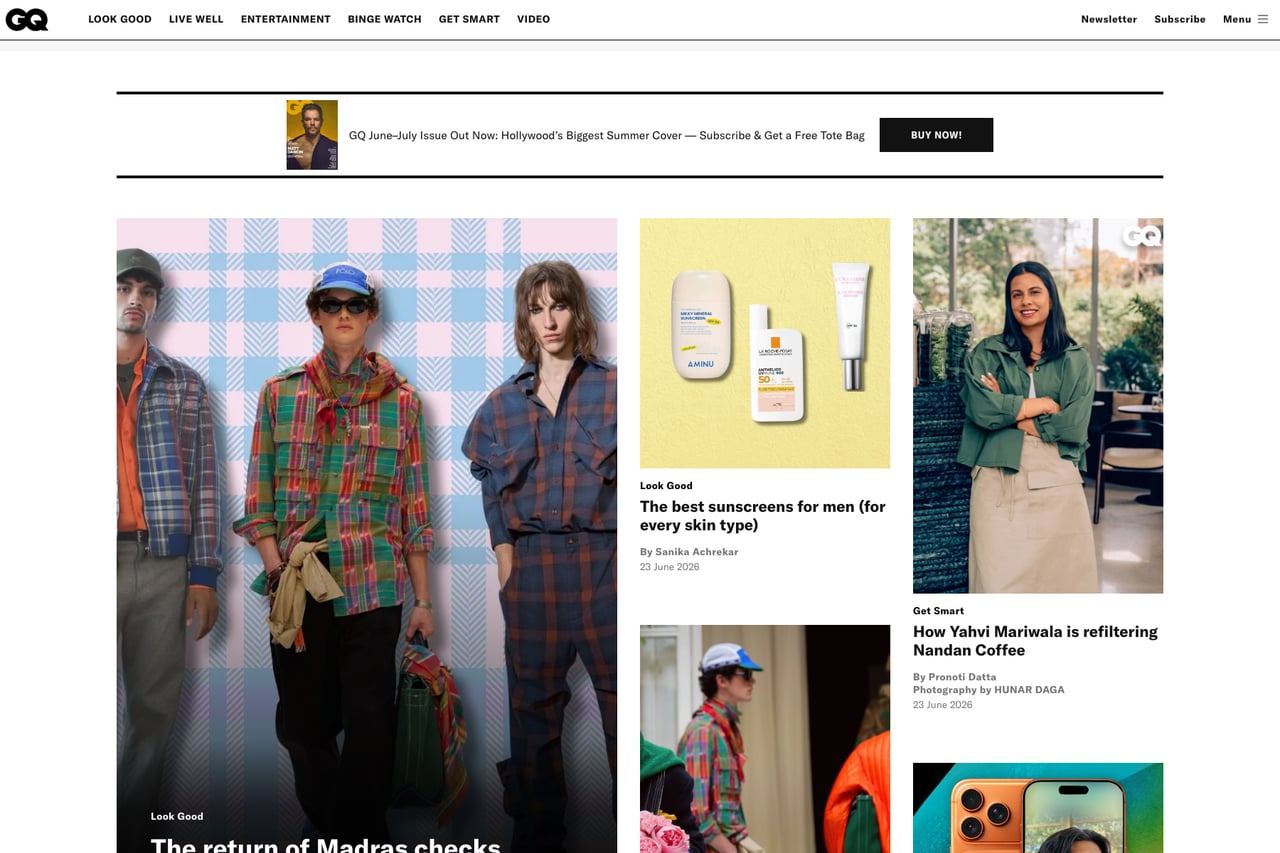 GQ India homepage