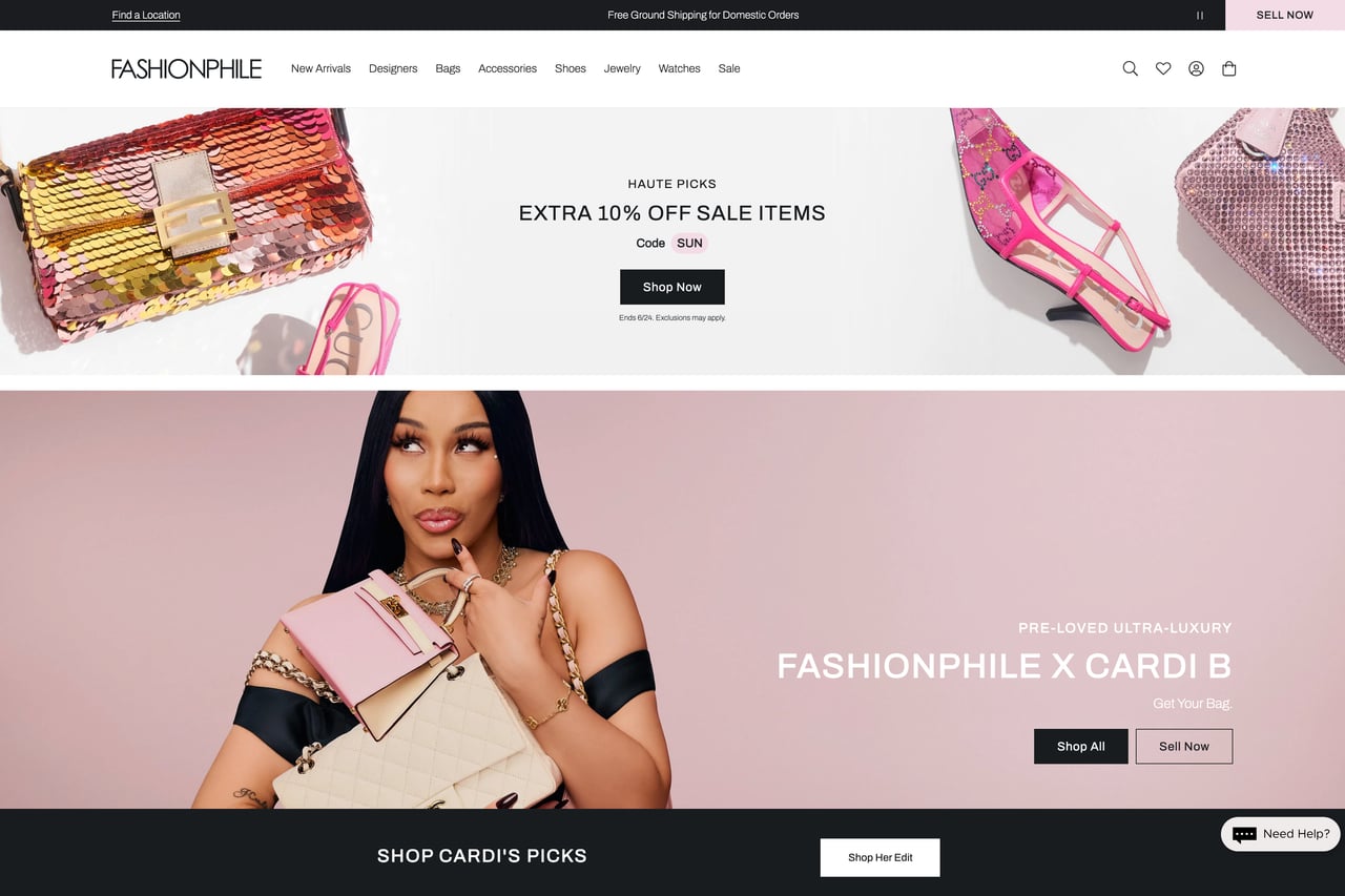 Fashionphile homepage