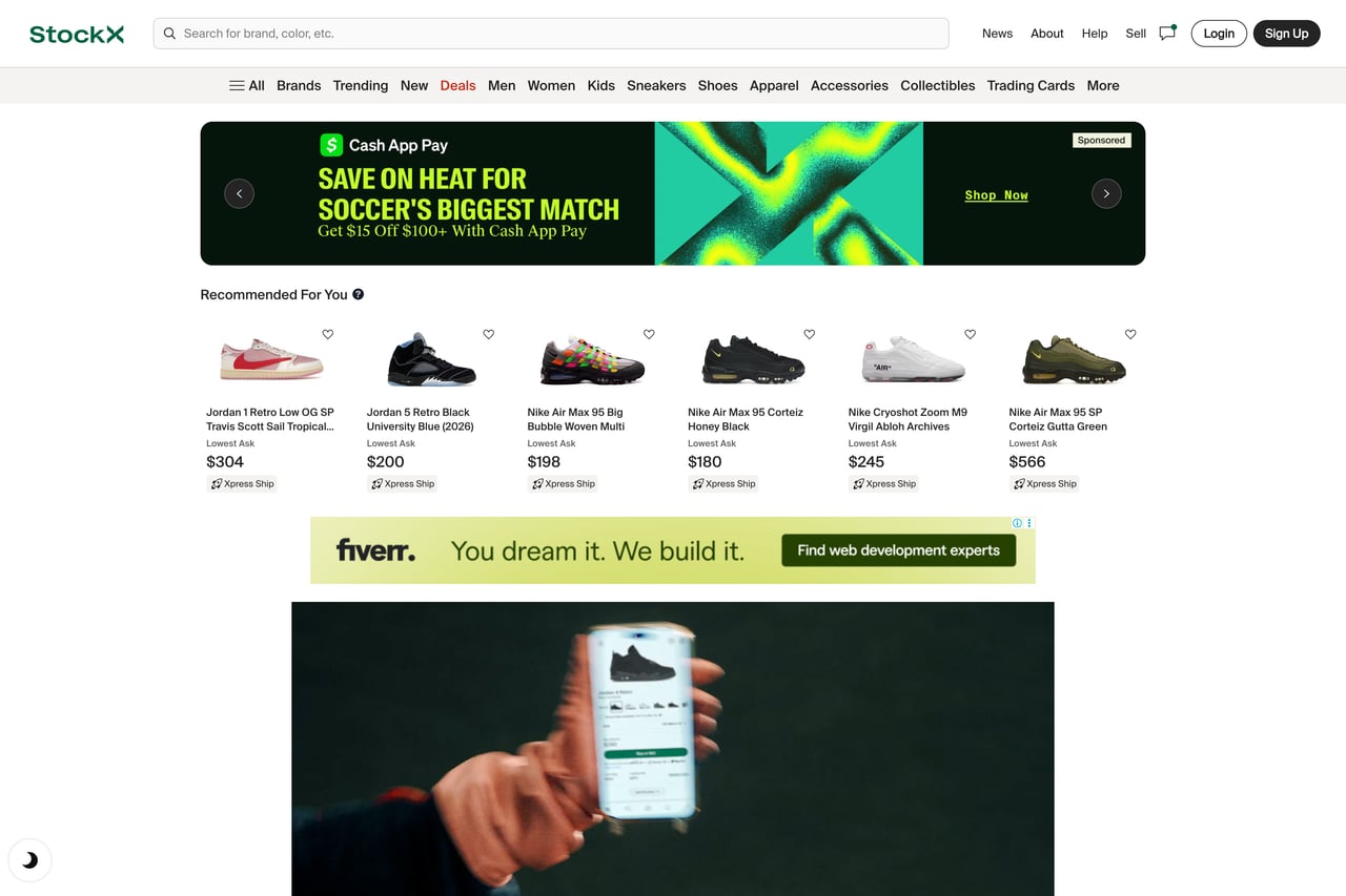 StockX homepage