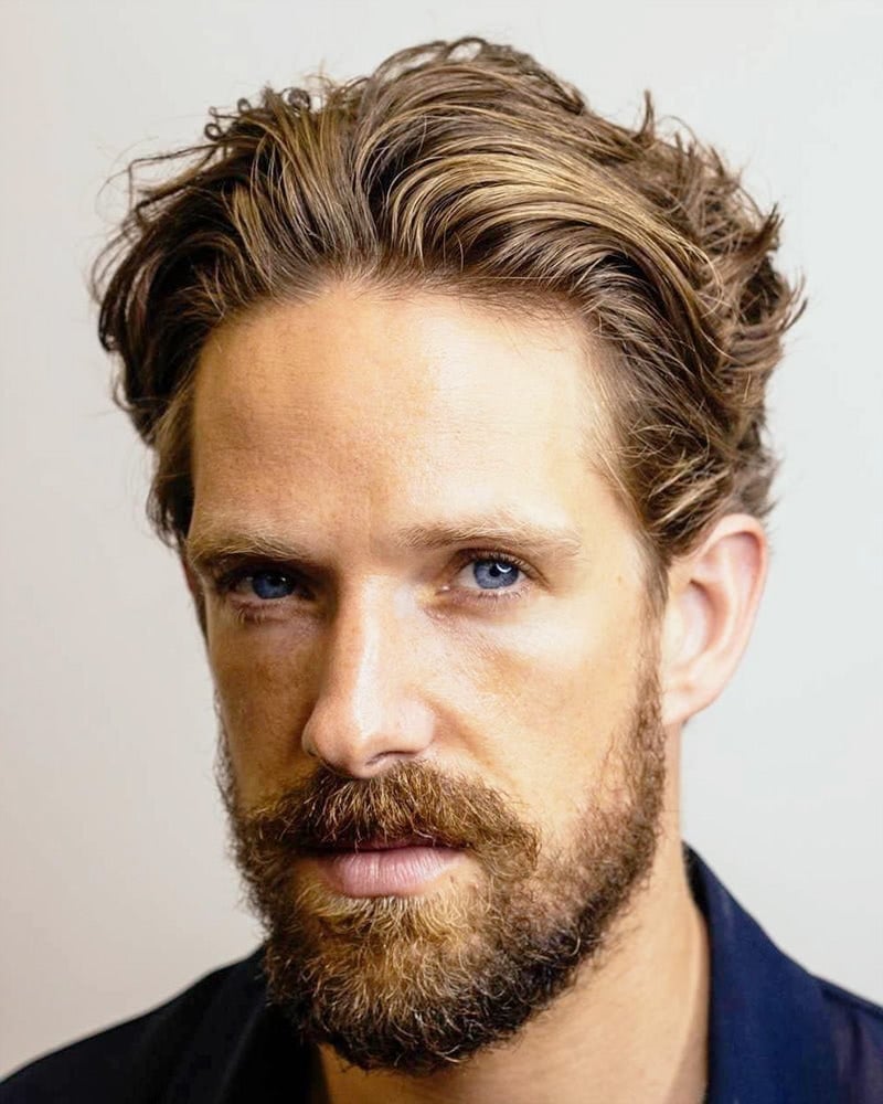 best medium length hairstyles men natural slicked-back - Luxe Digital