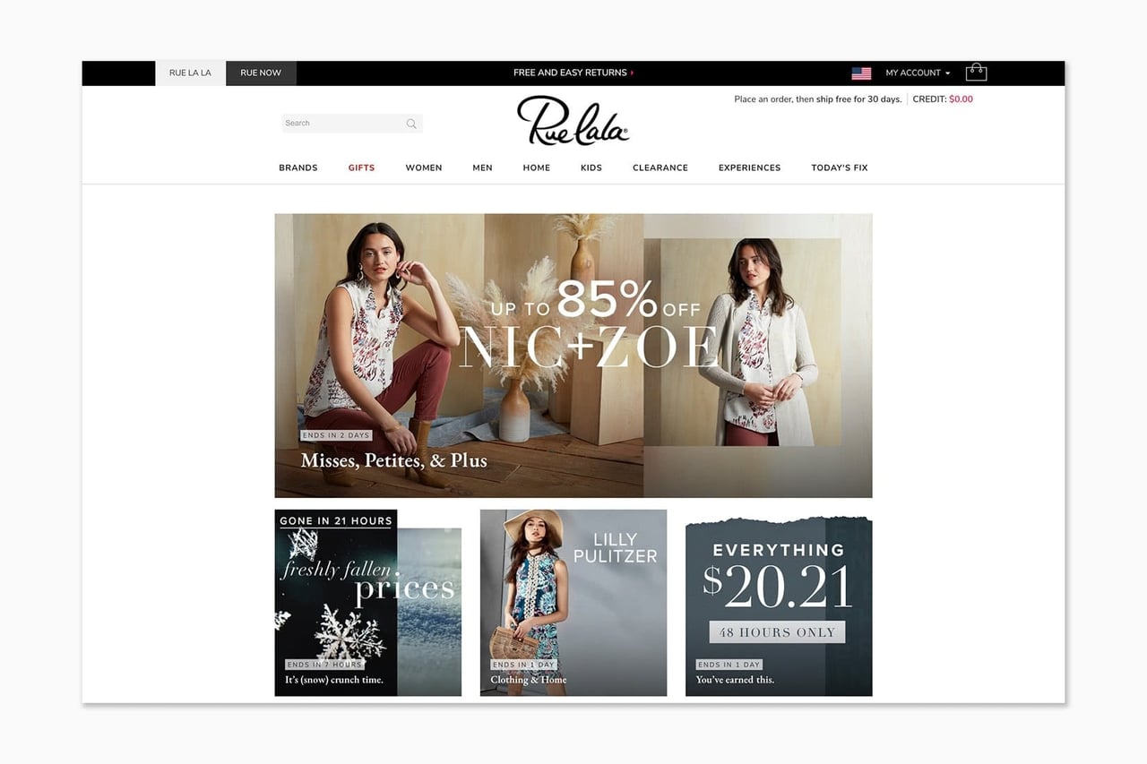 best online shopping sites women rue la la - Luxe Digital