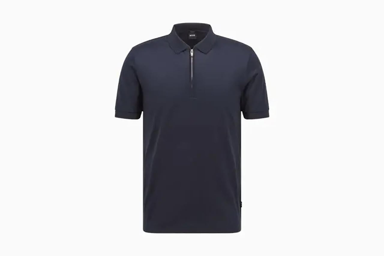 best polo shirts men hugo boss slim fit polo shirt with zip plack - Luxe Digital