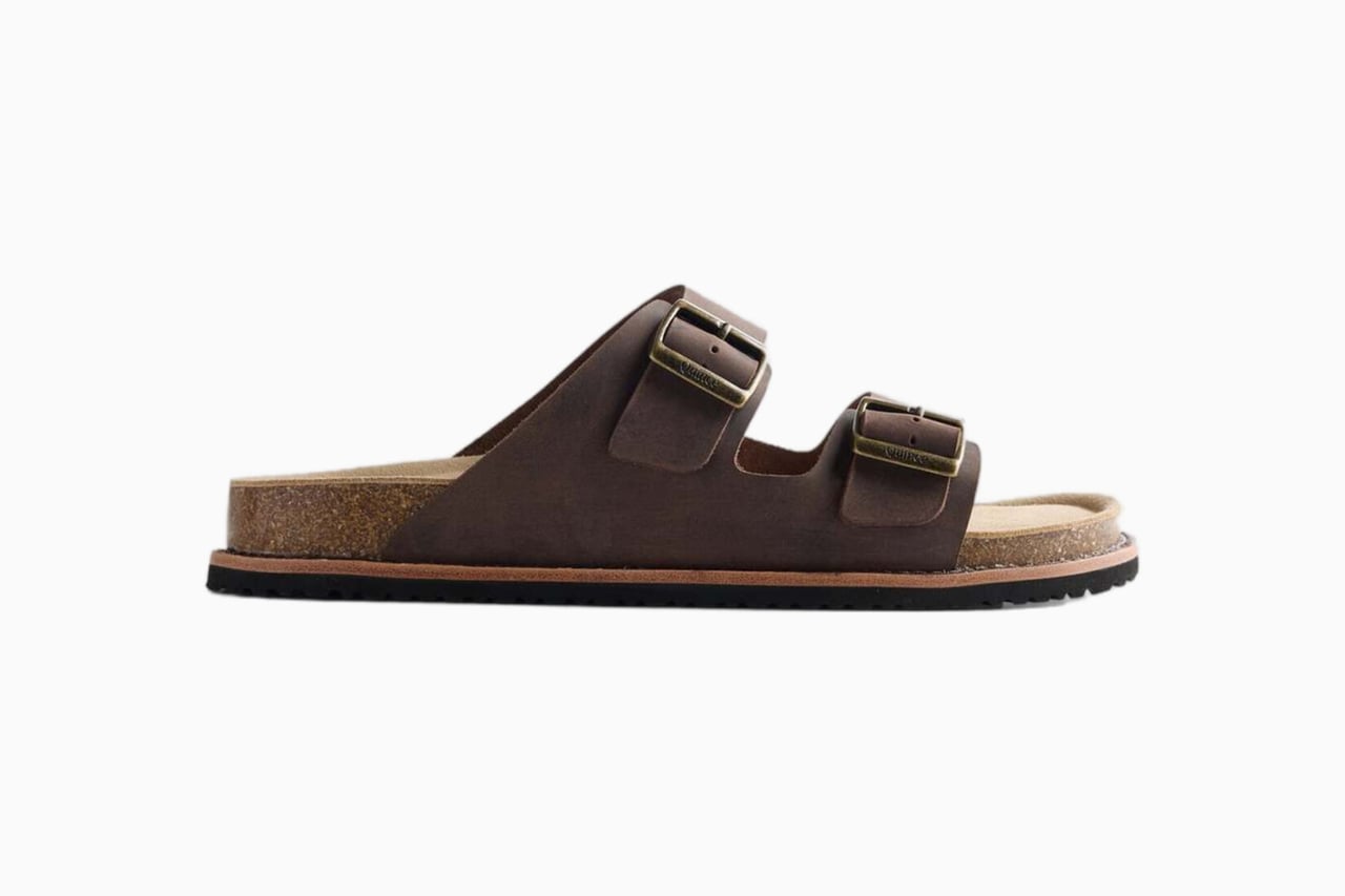 best slides men quince nubuck leather double buckle slide - Luxe Digital