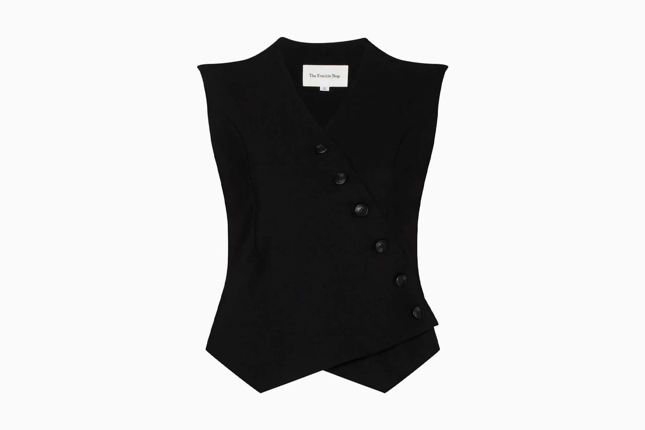 best suit vests women frankie shop maesa asymmetric vest review - Luxe Digital