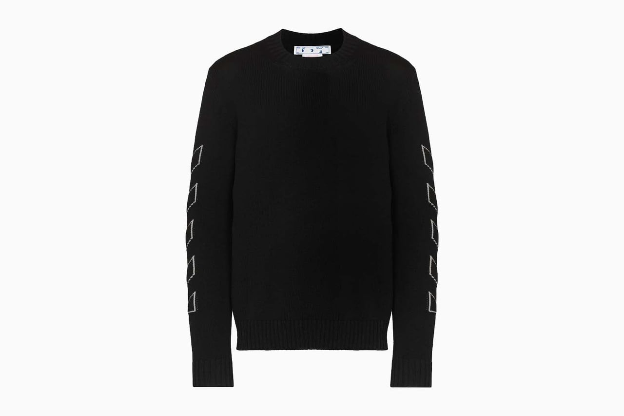 best sweaters men off white diagonal outline crew neck jumper review - Luxe Digital