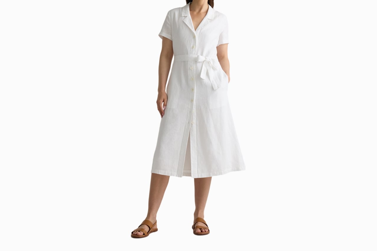 best white dresses women quince linen dress review - Luxe Digital