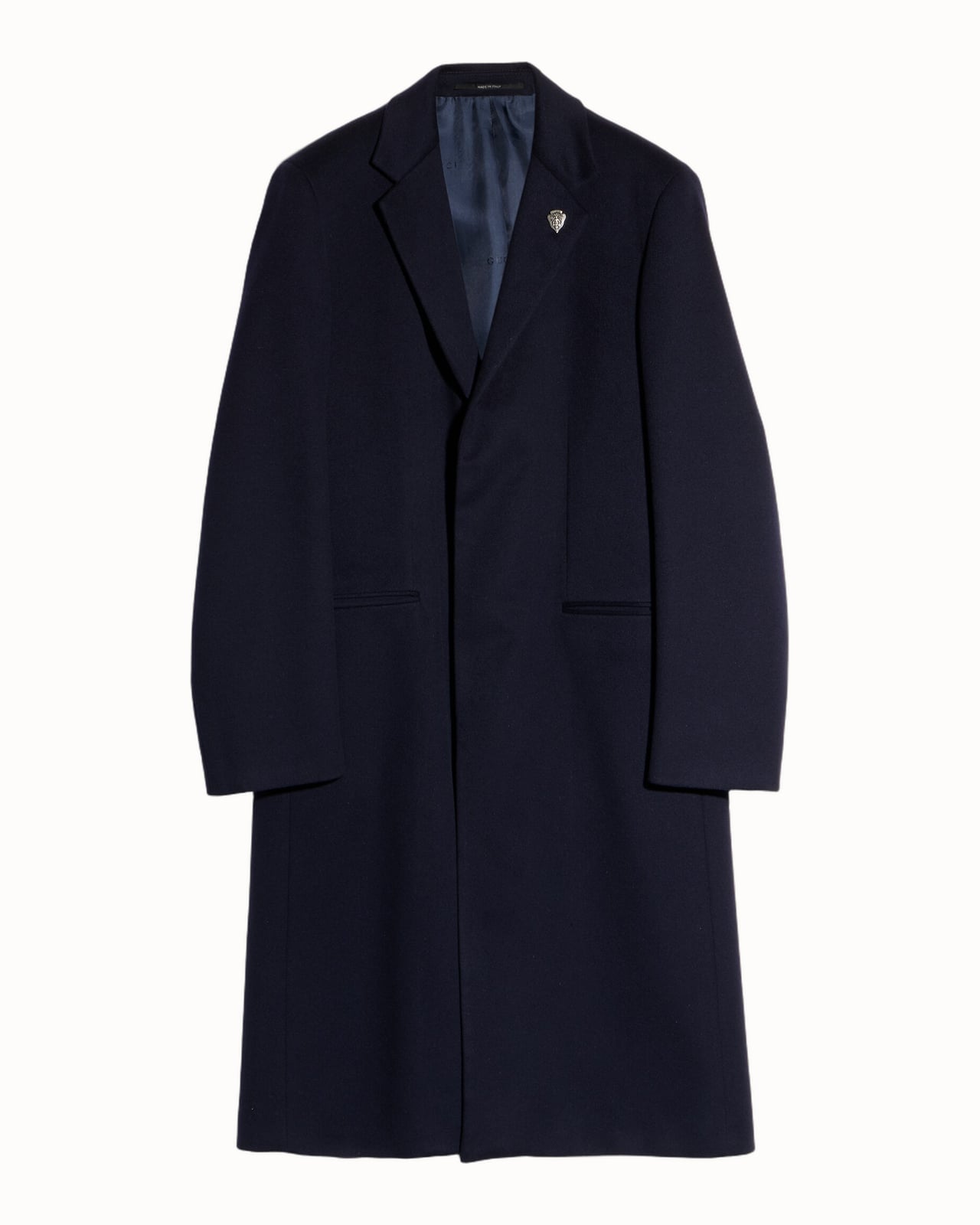 Gucci single-breasted wool coat in dark blue - Luxe Digital