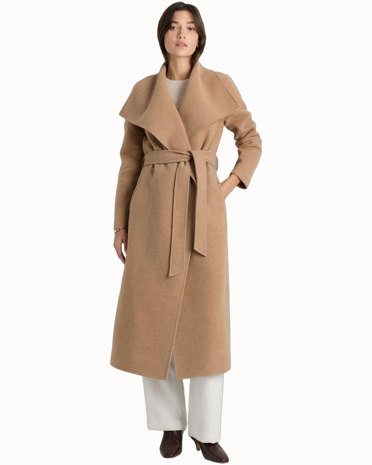 best winter coats women quince double-faced merino wool draped collar wrap coat - Luxe Digital