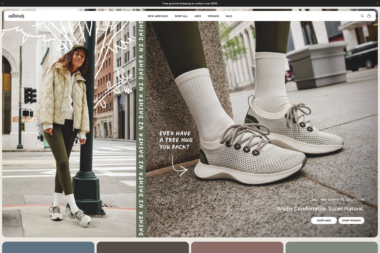 Allbirds homepage