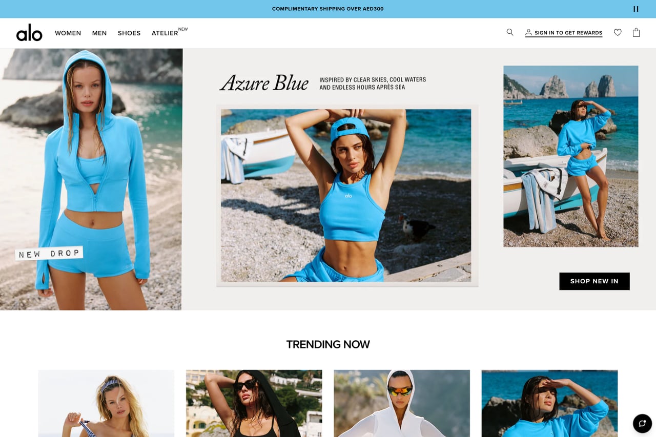 Alo Yoga homepage