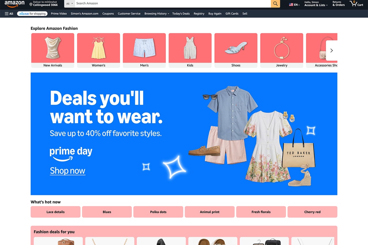 Amazon Fashion homepage
