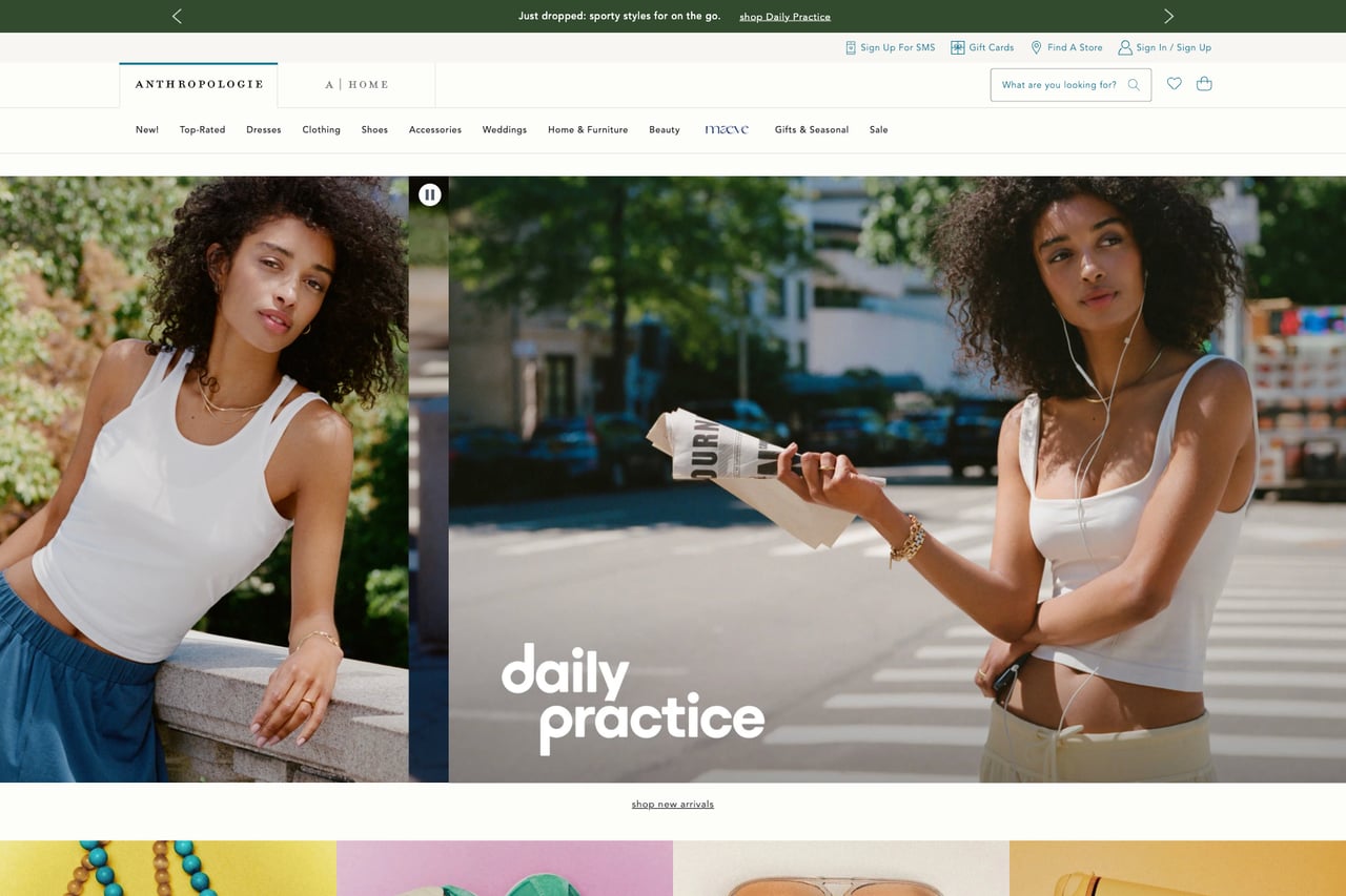 Anthropologie homepage