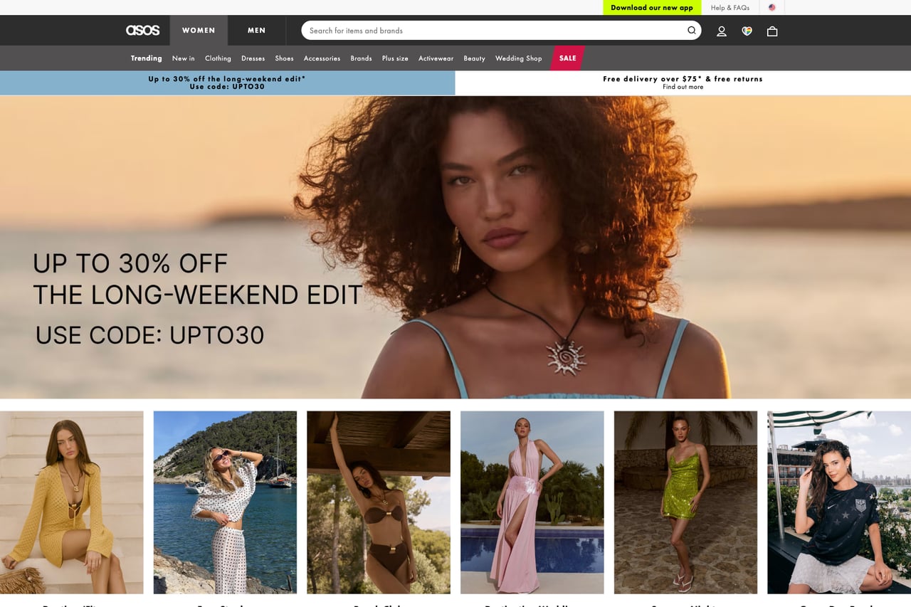 ASOS homepage