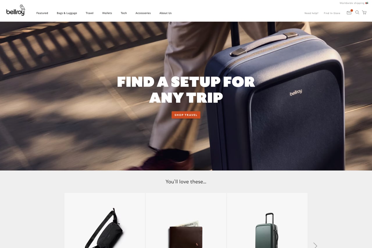 Bellroy homepage