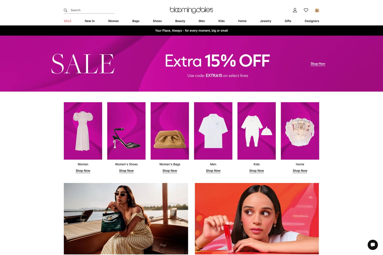 Bloomingdale's homepage