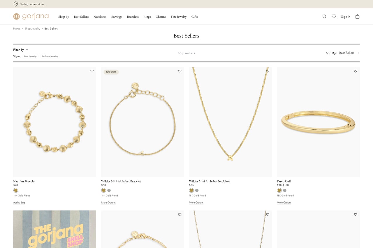 gorjana homepage