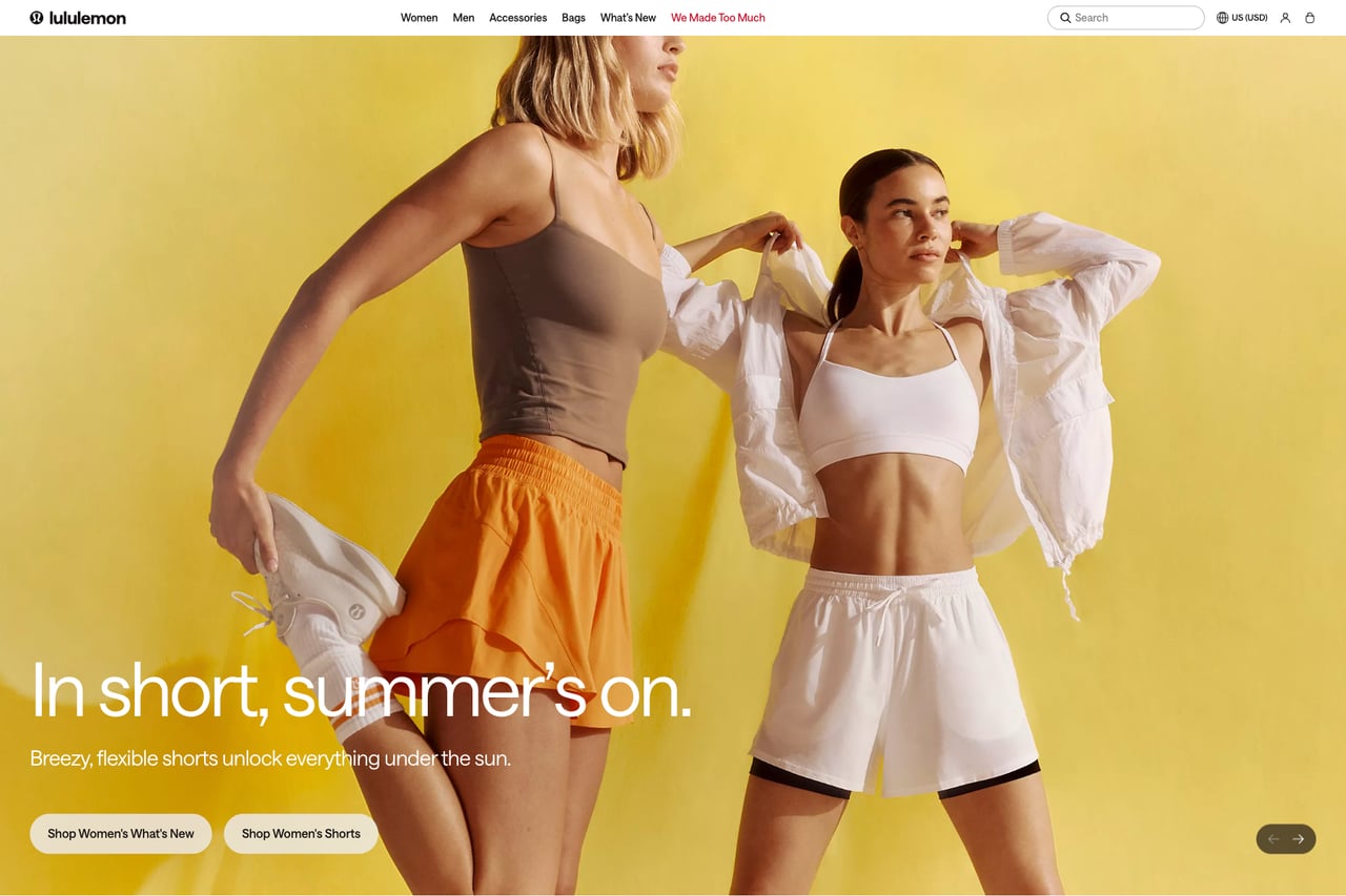 Lululemon homepage