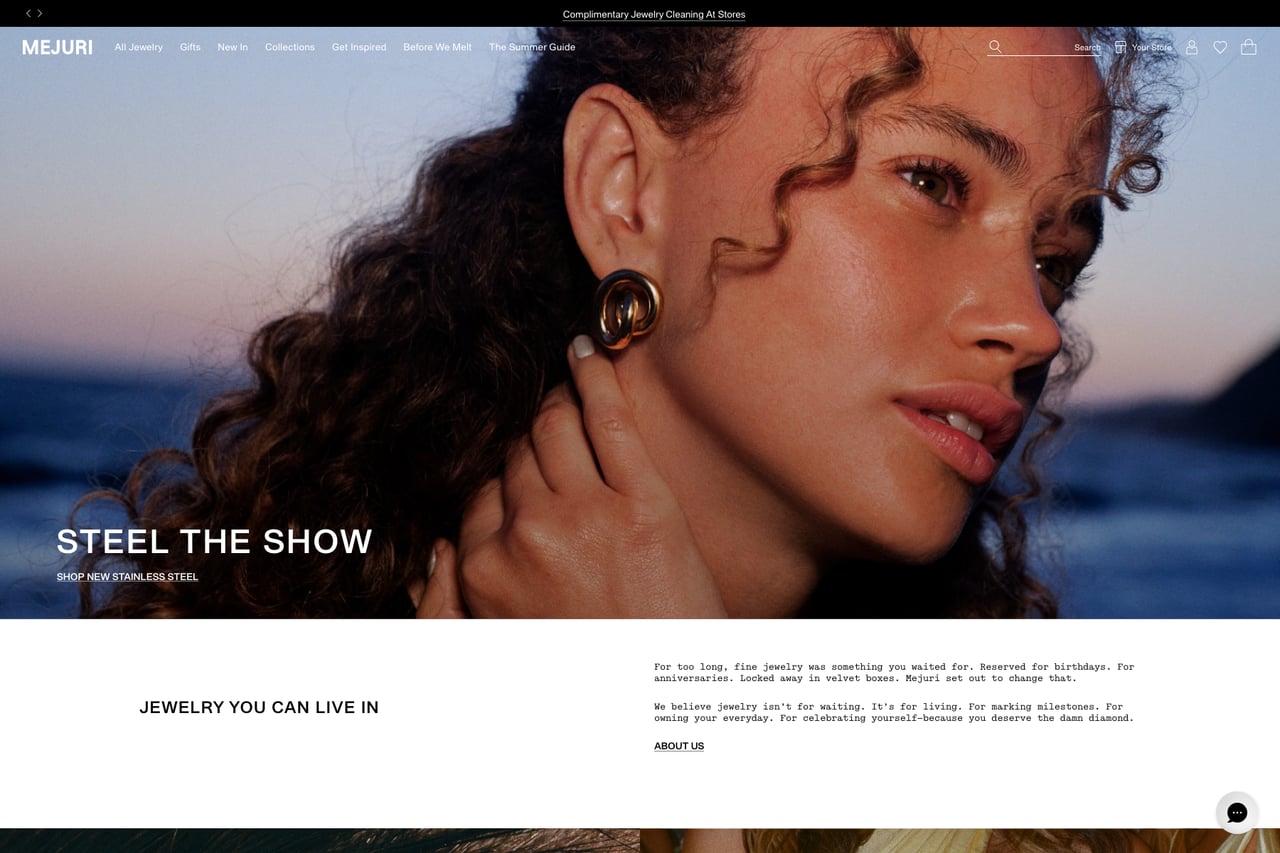 Mejuri homepage