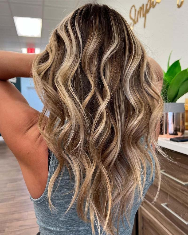 black hair highlights brown and caramel blonde highlights- Luxe Digital