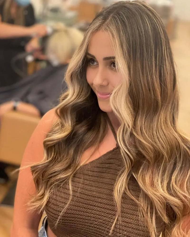 black hair highlights caramel blonde ombre highlights - Luxe Digital