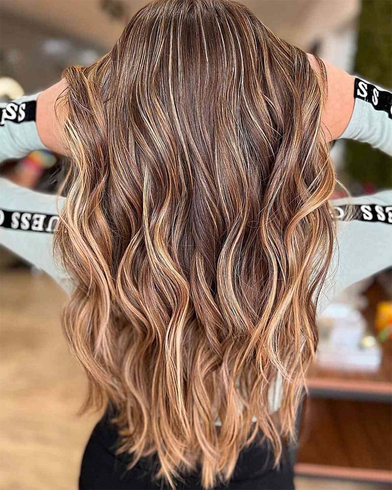 black hair highlights caramel blonde ombre highlights - Luxe Digital