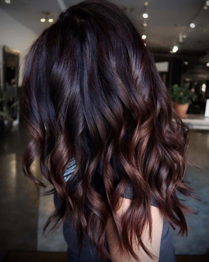 black hair highlights chocolate brown highlights for dark locks- Luxe Digital