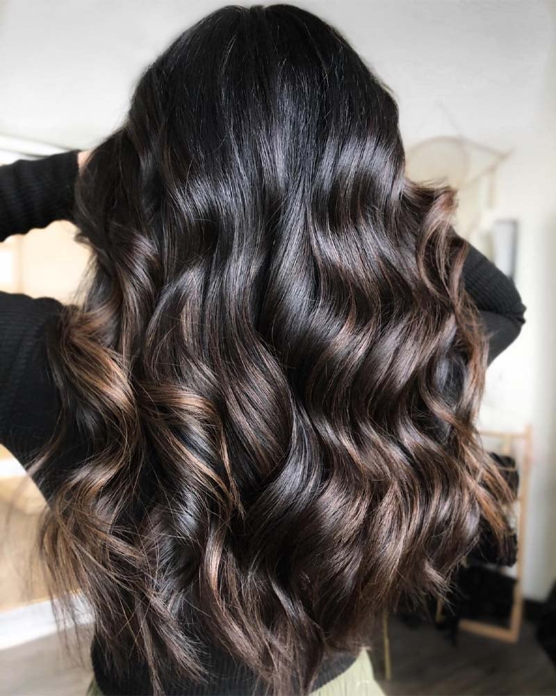 black hair highlights chocolate brown highlights for dark locks- Luxe Digital