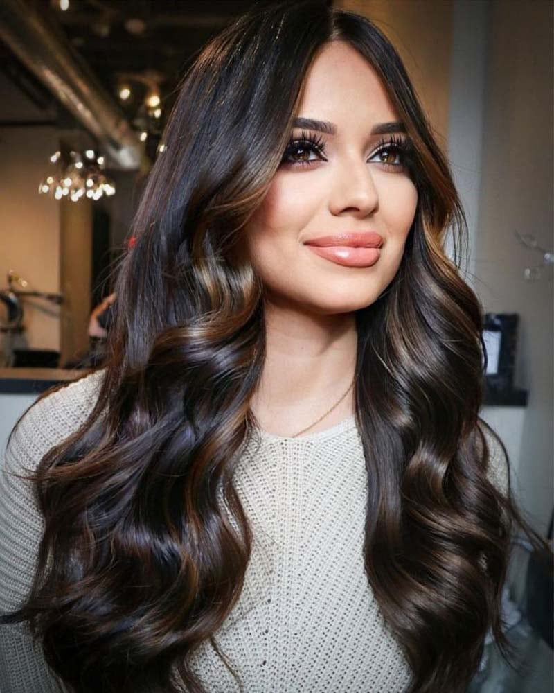 black hair highlights dark brown hair- Luxe Digital