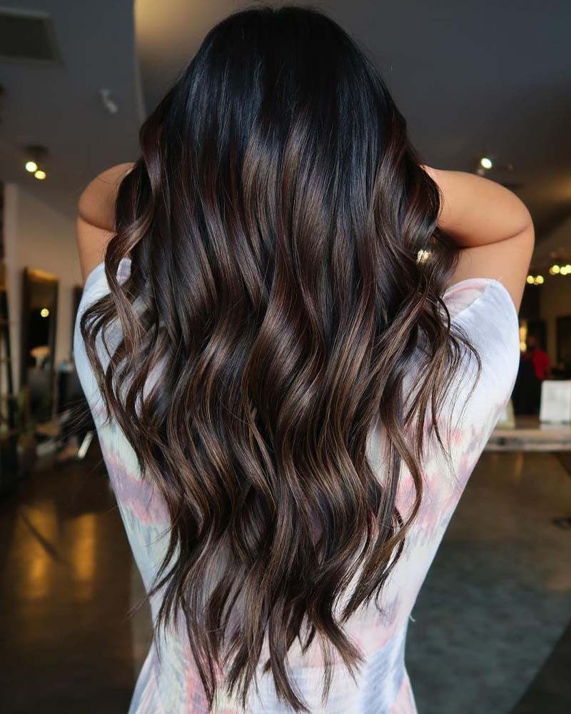 black hair highlights dark brown highlights on black hair - Luxe Digital
