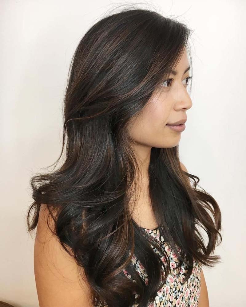 black hair highlights dark brown highlights on black hair - Luxe Digital