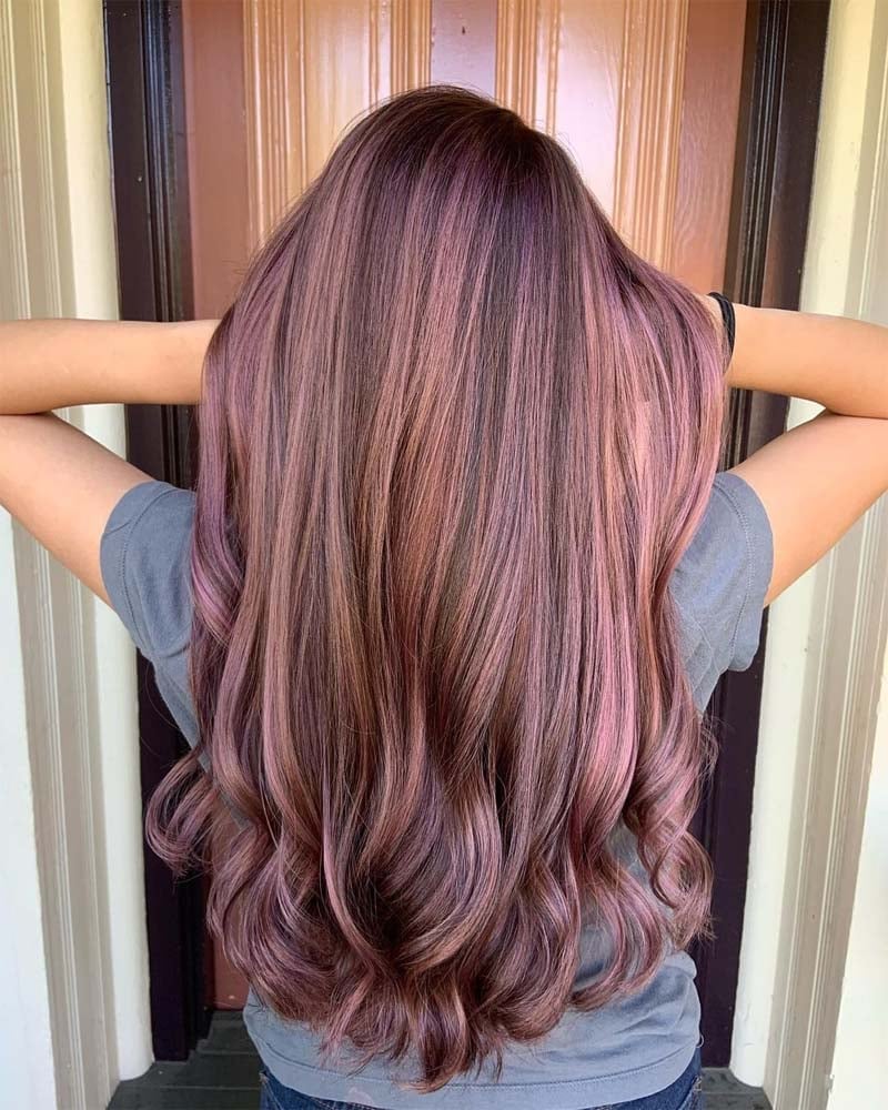 black hair highlights rose gold highlights on dark hair - Luxe Digital