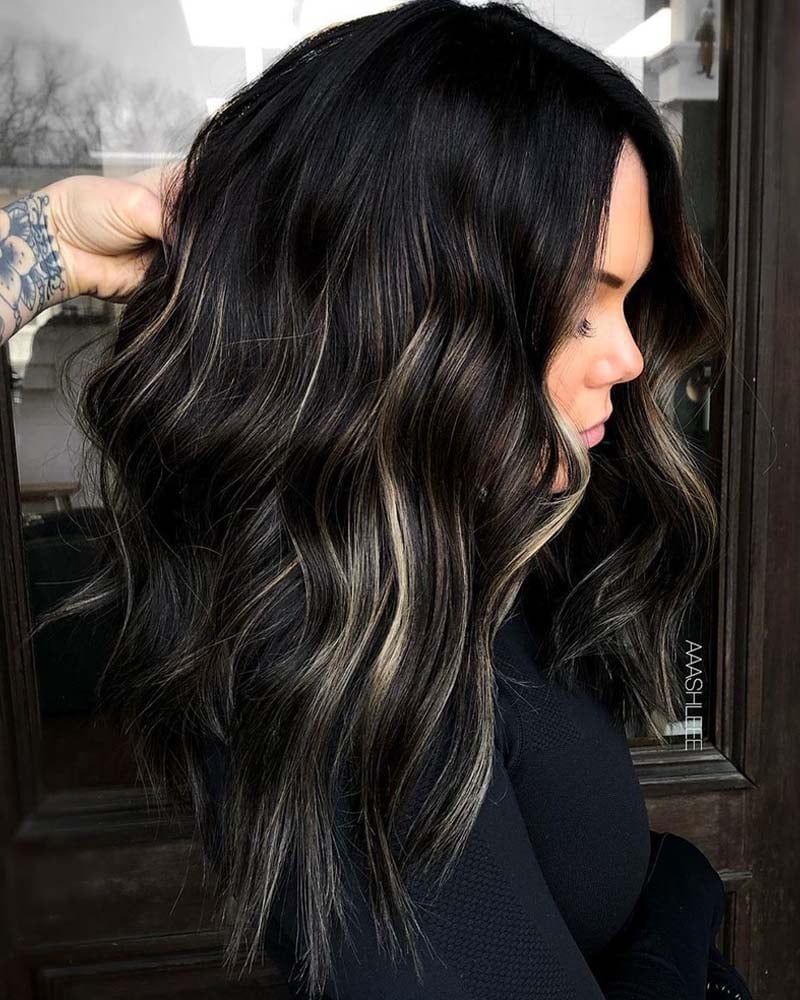 black hair highlights subtle highlights on black hair - Luxe Digital